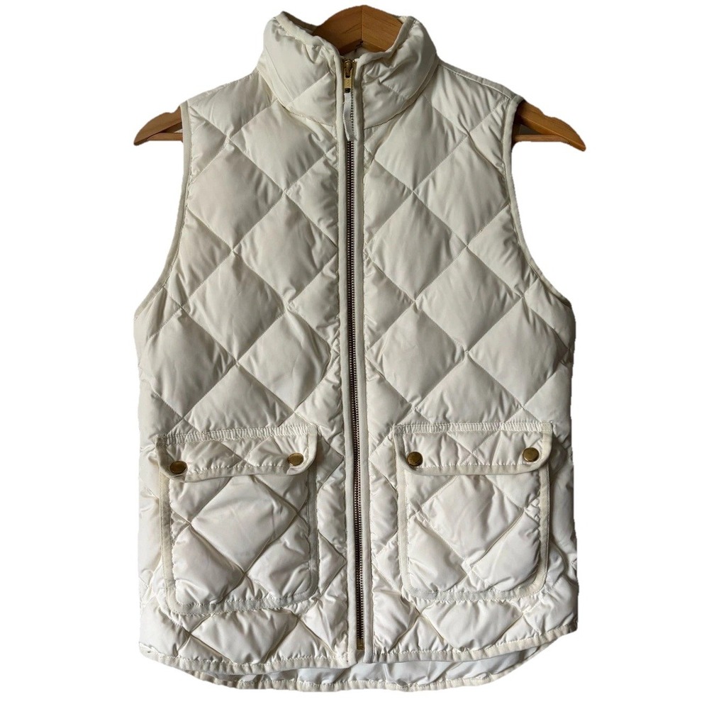 J. Crew Excursion Quilted Down Vest Cream Ivory Women's XS Fall Gorpcore